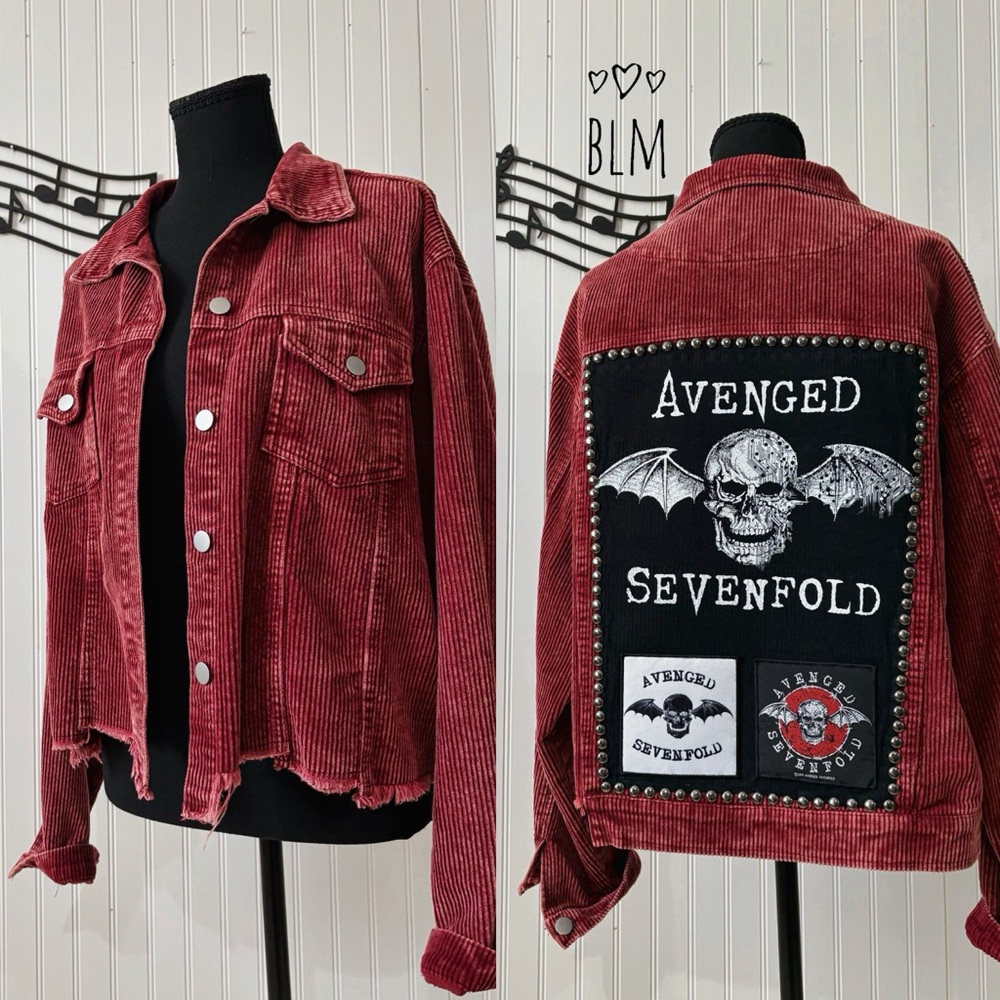 Avenged Sevenfold acid wash red corduroy jacket